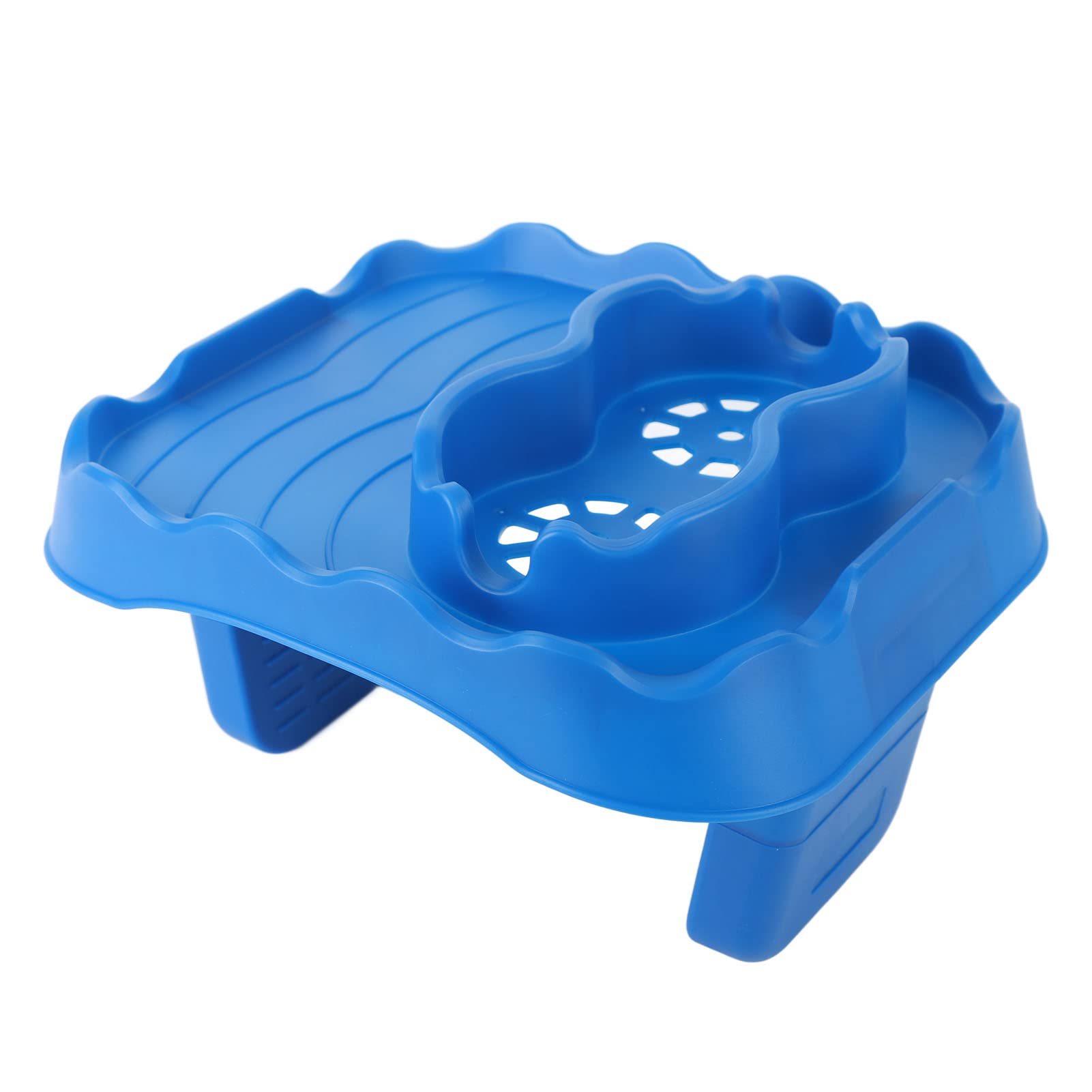 Hot Tub Table Tray with Drain Holes, Anti Slip Adjustable Hot Tub Side Table with 2 Cup Holders, for Swimming Pools SPA Bathtub (Blue)
