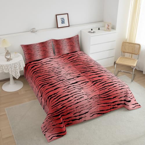 Image of Feelyou Girls Zebra Stripes Comforter Set, Safari Animal Fur Print Bedding Set Toddler Size Wildlife Comforter for Kids Boys Girls Boho Duvet Set Bed Set 2Pcs