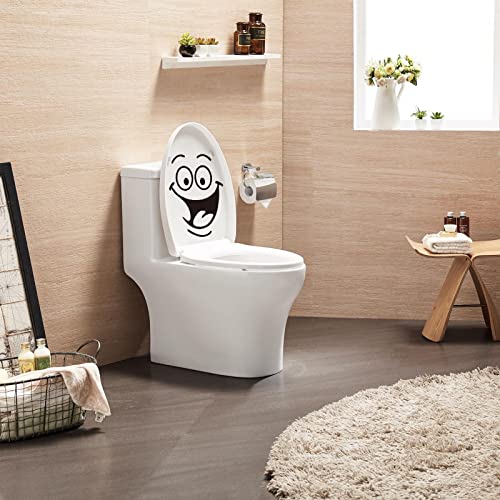 HsentimenH WC Deckel Aufkleber 2Pcs Sticker mit Smiley Gesicht Pvc Wasserdicht Witziger Lustiger DIY Badezimmer Wandtattoo Toilette Tür für Wandaufkleber