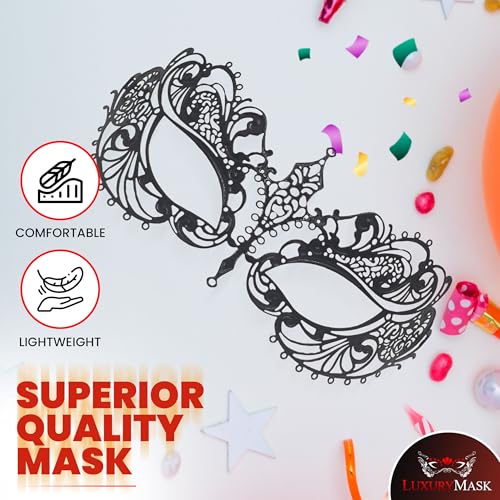 Image of Masquerade Mask for Women with Rhinestones - Elegant Metal Half Face Mask for Masquerade Parties, Mardi Gras, & Themed Events