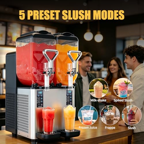 Image of Commercial Slushie Machine, 8L x 2 Dual Tank Margarita Machine