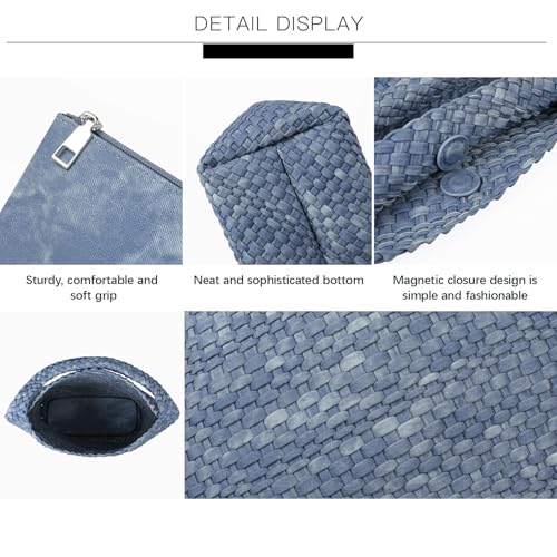 Image of Queenoris Fashion Hobo Bags for Women Top-handle Shoulder Bag Vegan Leather Purses Soft Summer Tote Bag | WOVEN