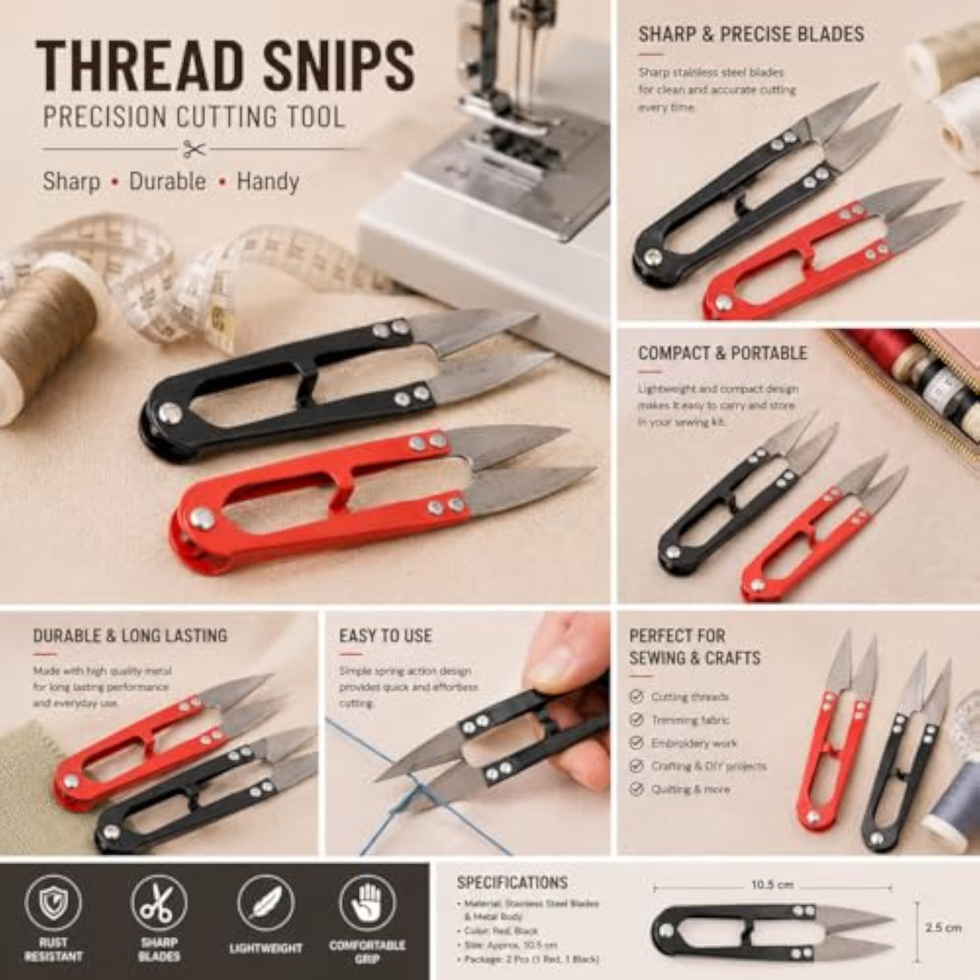 Thimble 2pc and Thread Cutter Snip for Sewing
