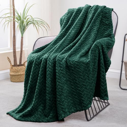 Image of Exclusivo Mezcla Fleece Throw Blanket for Couch Sofa, 50 inchx70 inch, Forest Green