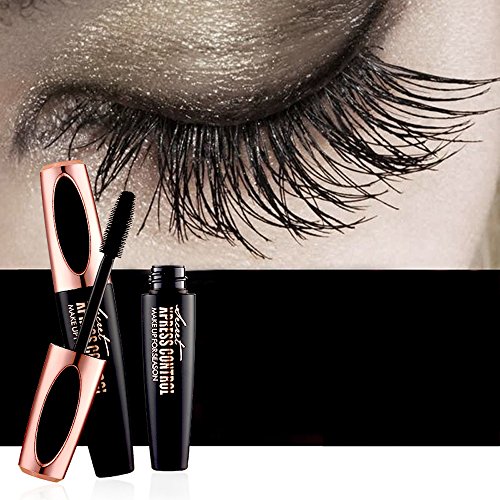 4D Silk Fiber Eyelash Mascara Cream Extension Makeup Black Waterproof Kit Eye Lashes, Waterproof Mascara Eye Thickening Lengthening Eyelash, Warm Water Washable Mascara by DANGSHAN