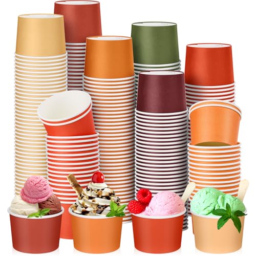 Image of Nuenen 300 Pcs Disposable Ice Cream Cups Bulk 8 oz, Autumn Colors