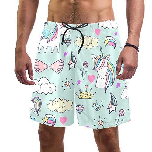 Maillots de bain hommes nuages et licornes JDEZ