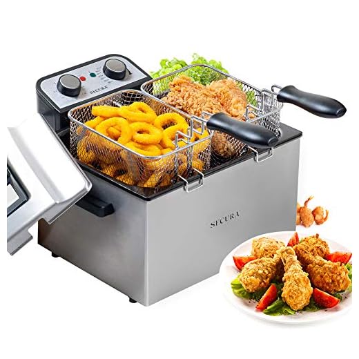 Secura Electric Deep Fryer 1800W-Watt Large 4.0L/4.2Qt Professional Grade Stainless Steel with Triple Basket and Timer