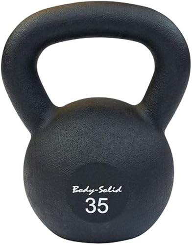 Miniatura 10 de Body-Solid - Pesa rusa de recubrimiento en polvo negro mate con mango de agarre, pesas rusas perfectas para entrenamiento con pesas y equipo de