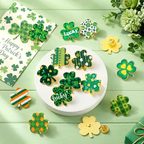 Image of Landical 30 Pcs St Patricks Day Enamel Pins Bulk Green Irish Shamrock Lapel Brooch Pins St Patrick Day Souvenir Jewelry Gift for Irish Holiday Clothes Backpack Hat Jacket Accessories Decoration