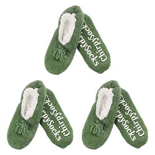 Image of BambooMN Adult Women Super Soft Warm Cozy Fancy Yarn Slippers Non-Slip Lined Socks, Indoor Comfy House Slippers, 3 Pairs