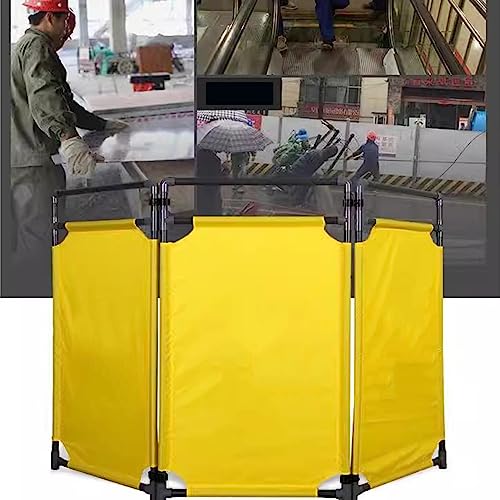 Barrera de tráfico retráctil, puerta de control de multitudes de PVC portátil de 3 paneles con cartel, valla de seguridad plegable para seguridad de eventos (10 piezas)