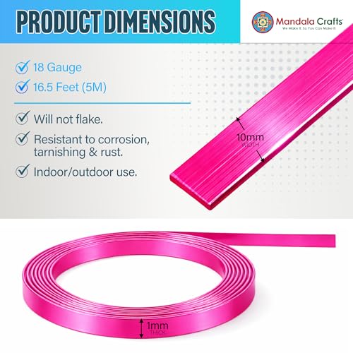 Image of Mandala Crafts 10mm Neon Pink Flat Aluminum Crafting Wire for Sculpting