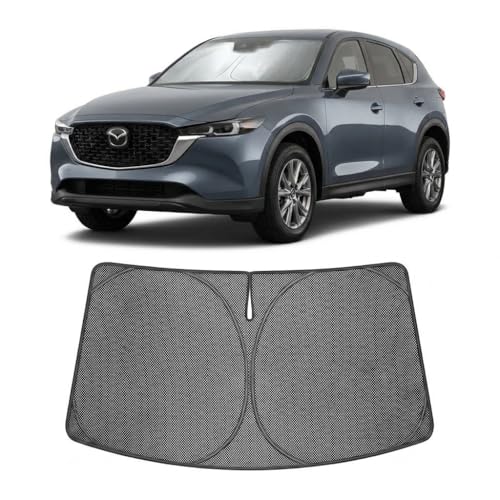 Image of Proadsy Windshield Sun Shade Custom Fit Mazda CX-5 2017-2026 Ice Crystal Black Front Window Sunshade UV and Heat Blocker Foldable Visor Keeps Car Cooler for Summer Parking and Daily Use