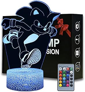 Magiclux 3D Illusion Run Hedgehog Night Light 16 Color Changing Dimmable Desk Lamp with Remote Control Children Room Decoration Lighting Creative Toys Gift For Boys Girls Birthday Christmas