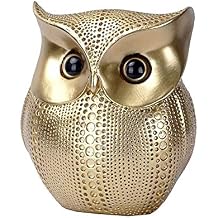 Asng Owl Decor Statue Sculpture for Home, Office, Bookshelf,TV Stand Decoration Resin Animal Sculpture Minimalist Style Crafts Gift for Friend or Family, Animal Lovers Gold