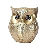 Owl Decor Statue Sculpture for Home, Office, Bookshelf,TV Stand Decoration Resin Animal Sculpture Minimalist Style Crafts Gift for Friend or Family, Animal Lovers (Gold)