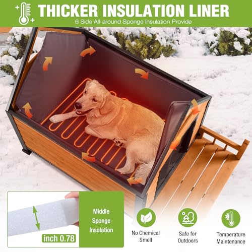 GUTINNEEN-Extra-Large-60-Heated-Dog-House-Outdoor-Dog-Kennel-with-Safe-Heated-Pad-Chew-Proof-Metal-Frame-and-Rotating-Food-Bowl-for-Large-Dog-Breeds