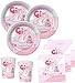 Produktbild 48 Teile Baby Shower Deko Set Rosa Storch 16 Personen