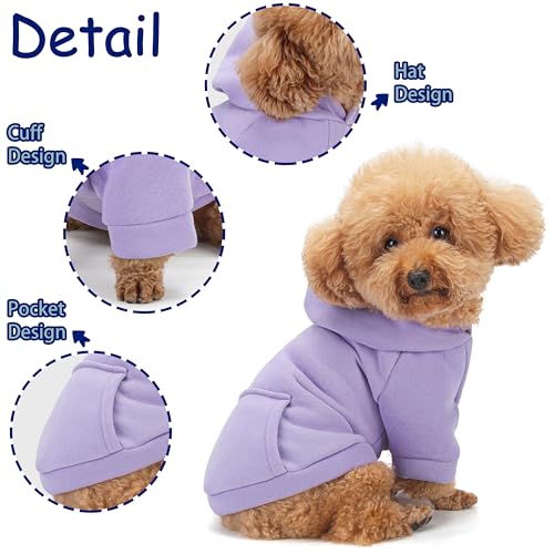 Winter Dog Hoodie with Pockets - Solid Color Polycotton Sweatshirt for Small, Medium, and Large Dogs - Soft, Warm, Cozy Pet Clothing for Cold Weather - Ideal for Outdoor Walks.Cyan Cyan Blue-S - Image 8