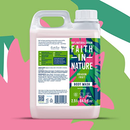 Faith In Nature Natural Dragon Fruit Body Wash, Rejuvenating Shower Gel, Vegan & Cruelty Free, No SLS or Parabens, 2.5L Refill - Image 2