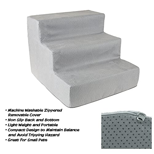 3-Step-Pet-Stairs-Nonslip-Foam-Dog-and-Cat-Steps-with-Removable-Zippered-Microfiber-Cover-2-Tone-Design-for-Home-or-Vehicle-Use-by-PETMAKER-Gray - Cucciolini Doodles   3-Step-Pet-Stairs-Nonslip-Foam-Dog-and-Cat-Steps-with-Removable-Zippered-Microfiber-Cover-2-Tone-Design-for-Home-or-Vehicle-Use-by-PETMAKER-Gray