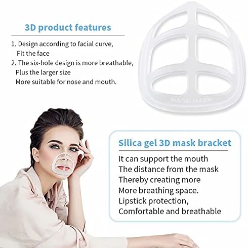 3D Mask Bracket - for Fastening Mask under Mask Insert Bracket-Face Mask Inner Support Frame- for under Masks protection Lipstick - Cool Mask Guard More Breathing Space white 4 Pack