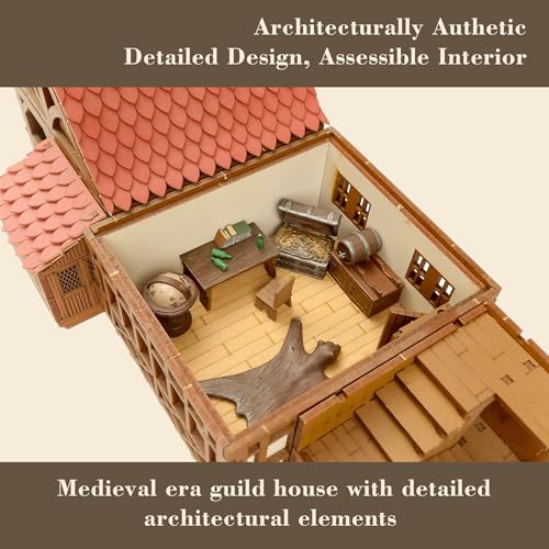 Guild Hall - DIY Wooden House Building Kit for Architecture & Engineering Assembly Set for Teens and Adult, Tabletop Games, Makes a Great Gift for who Like Creative Play - Realistic - Image 6