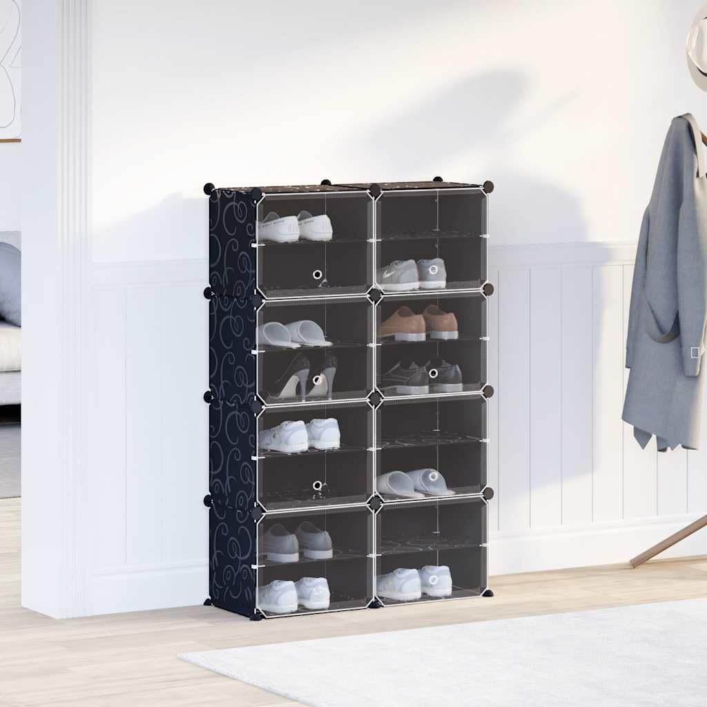 Estantería Cubos 8 Compartimentos PP Negro | Ligero, Resistente al Agua, Fácil de Limpiar, Montaje Rápido, Ideal para Ropa, Zapatos y Libros