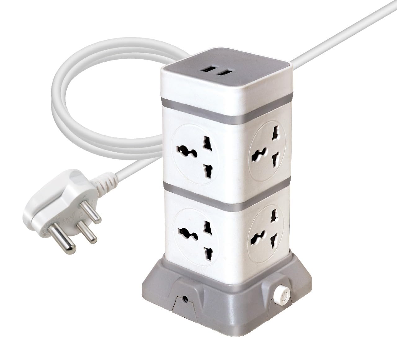 CARIBOU CBU-35 Power Tower Extension Board with USB Ports| 8 Universal Power Sockets| Overload Protector | Led Indicator| 2.0 mtr ISI Approved Cord| Multi-Plug| 2500w|2.4A USB Port|Made in India-image-20