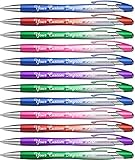 Personalized Ballpoint Pens Click action Custom Black writing ink - The Starlite - Full color Printed Name Pens with Your Logo/Text/Message Include Personalization - 12 Qty/Box (Assorted)