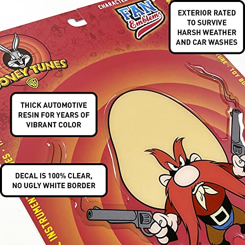 Image of Fan Emblems Yosemite Sam Car Decal, Classic Looney Tunes Character (Automotive Domed, Transparent, 6.02 x 4.92 x 0.10 inches)