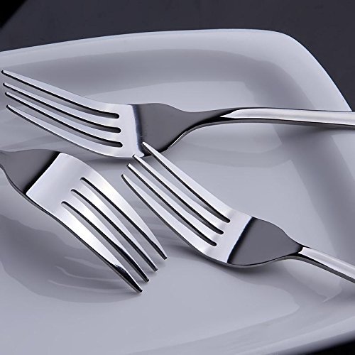 Horntide 6-Piece Dinner Forks Set 4 Tines Table Fork Flatware Stainless Steel Mirror Polishing 7-Inch 18Cm #TOP4
