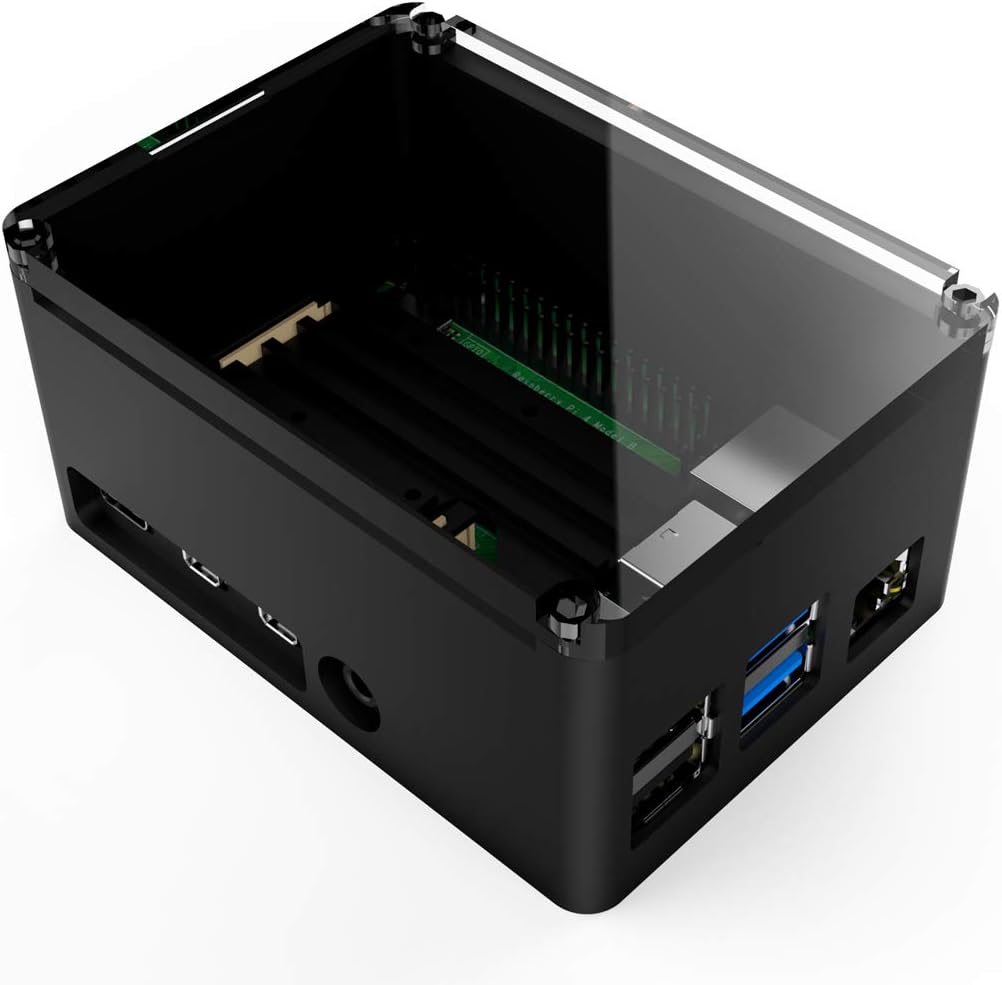 anidees Aluminum Heat Sinks Extra High Pi Case with Silicone Thermal Pad for Raspberry Pi 4 Model B Black (AI-PI4-BB-PRO-H)