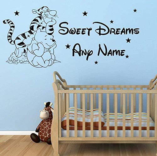 Stickers Muraux Tigrou Winnie Stickers Muraux Enfants Chambre et Ampère Pépinière Personnalisé Amovible Mur Vinyle Autocollant 90X47 CM