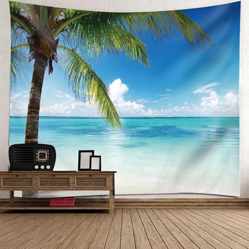 Tapisserie murale paysage mer 150x130cm ciel bleu pour chambre