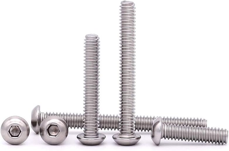 #4-40 x 1/2" (200 Pack) Hex Socket Button Head Cap Screws Bolts, Allen Socket Drive, 304 Stainless Steel 18-8, Bright Finish, Full Machine UNC Threads
