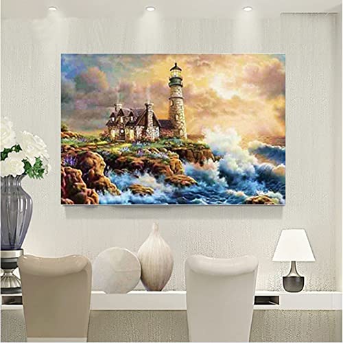 Peinture diamant phare kit complet grand format 40x100cm toile sans pli strass