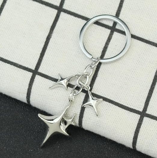 2Pcs Silver Cute Star Moon Keychain Aesthetic Accessories Stainless Steel Key Ring Purse Handbag Backpack Bag Charms Car Holder Convenient to Carry Decoration Small in Size,Keyrings and Charms - Image 6