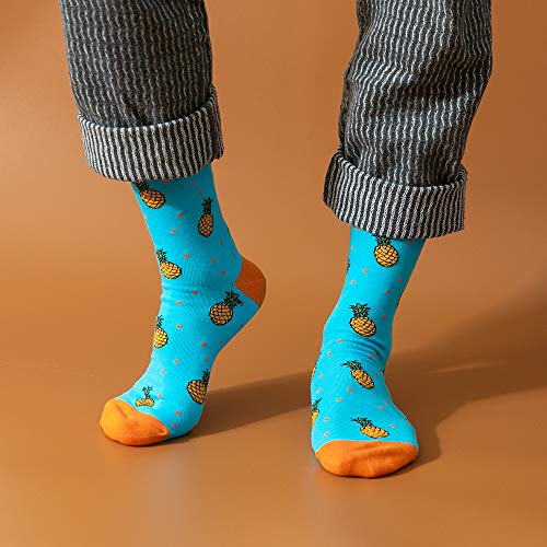 BISOUSOX Mens Dress Socks Funny Fun Colorful Crazy Funky Crew Socks for Men Novelty Happy Cotton Size 9-12