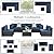 JAMFLY 7 Pieces Outdoor Patio Furniture Sectional Set, Black Wicker Rattan Patio Outdoor Furniture Set with Tea Table Conversation Sets, Aegean Blue