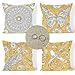 Produktbild Kissenbezug Sommer Wasserdichte 4 Stück PfauVogel Dekorativen Outdoor Kissen,Doppelseitig Leinen Quadratisch Gelb Kissenhülle für Balkon Terrasse Garten Herbst Bauernhaus Dekokissen 60x60cm WS-9560
