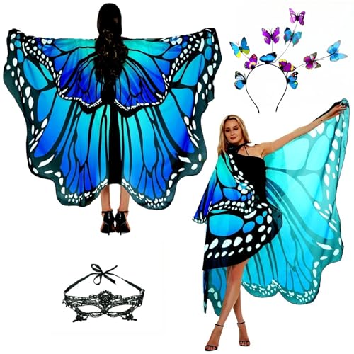 Halloween Butterfly Wings Costume for Womens, Moth Wings Butterfly Cape