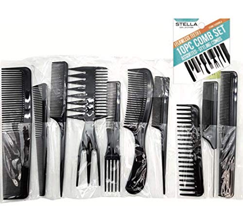 Stella Styling Comb 10pcs Comb Set Black