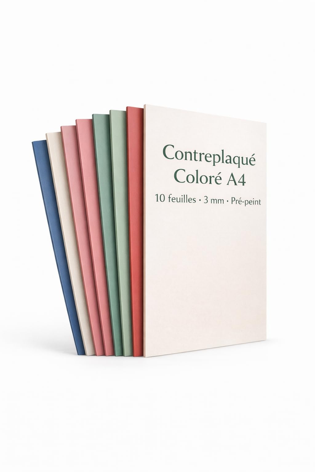 Contre plaqué A4 3mm Pré-Peint & Coloré – 10 Feuilles Double Face – Bois Compatible Découpe Laser & CNC – Panneaux DIY pour Makers & Loisirs Créatifs