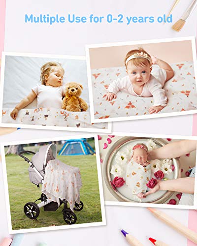 image for Babebay Baby Muslin Swaddle Blanket, 3-Pack Unisex Bamboo Swaddle Blan