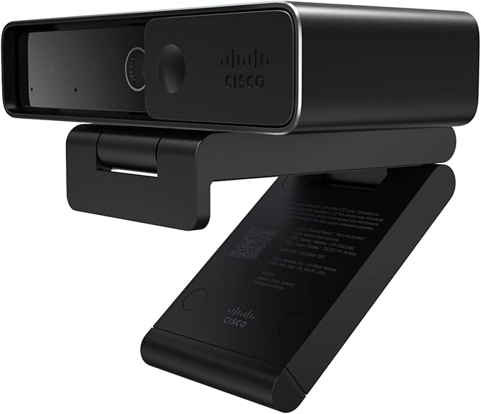 Cisco Webex Desk Camera with Up to 4K Ultra HD Video, Dual Microphone, iHDR-Enabled Performance Even in Poor Lighting, Carbon Black, 1 Year Limited Hardware Warranty (CD-DSKCAM-C-WW)