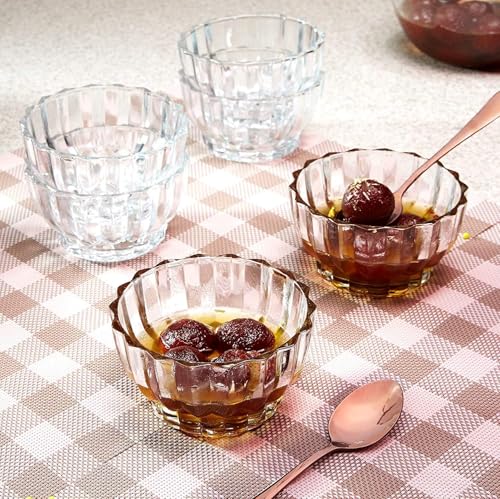 Image of Glassbunny Glass Serving Bowls, Multipurpose Bowls for Ice Cream, Dessert, Fruit, Sweets, Dry Fruits, Cereals, Glass Katori for Kitchen, Restaurant, Home Decor, Showpieces - Pack of 6 Piece, 150ML