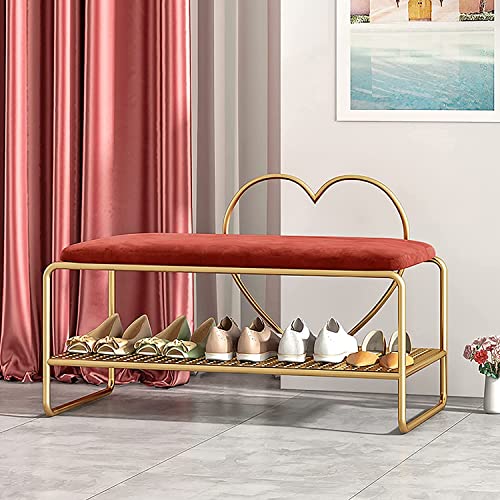 Décoration élégante en métal pour ce banc à chaussures robuste avec dossier intégré