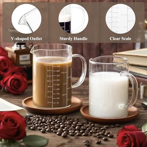 Vaso medidor de vidrio transparente 500 ml con asa miniatura 3